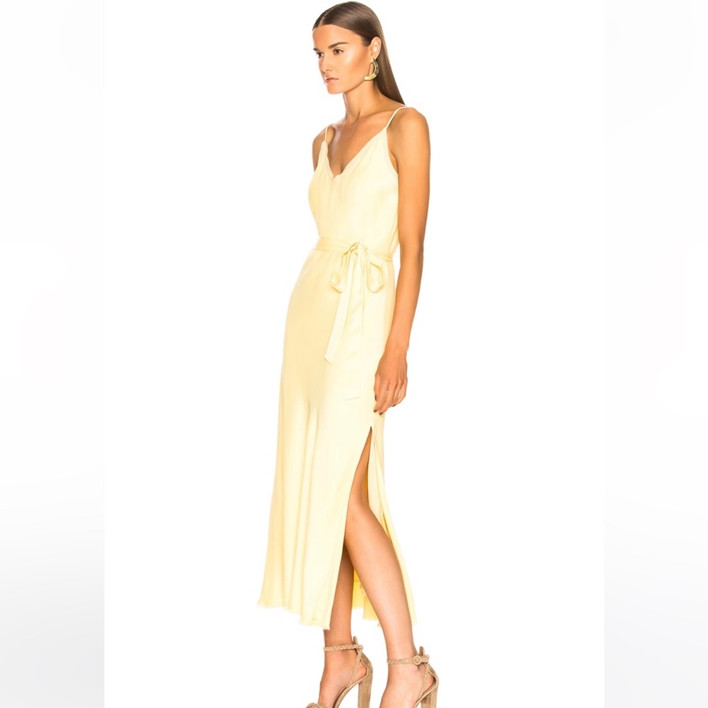 FRAME Satin Tie Slip Dress in Golden Haze (yellow) NWOT